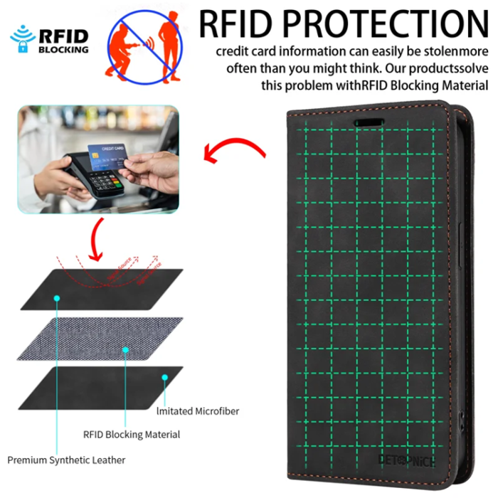 BETOPNICE - Betopnice iPhone 17 Plånboksfodral Magnetic RFID Blocking - Svart