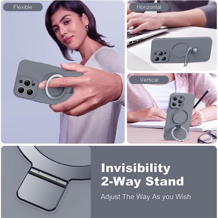 OEM - iPhone 15 Pro Mobilskal Magsafe Liquid Silikon - Grå
