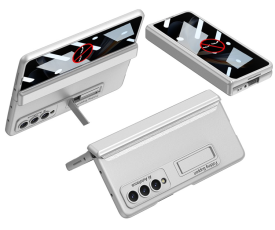 GKK - GKK Galaxy Z Fold 4 Mobilskal Kickstand med Privacy Skärmskydd - Silver