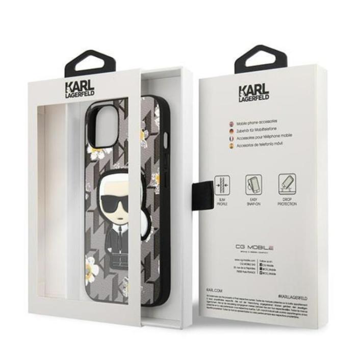 KARL LAGERFELD - Karl Lagerfeld iPhone 13 mini Skal Flower Ikonik Karl - Grå