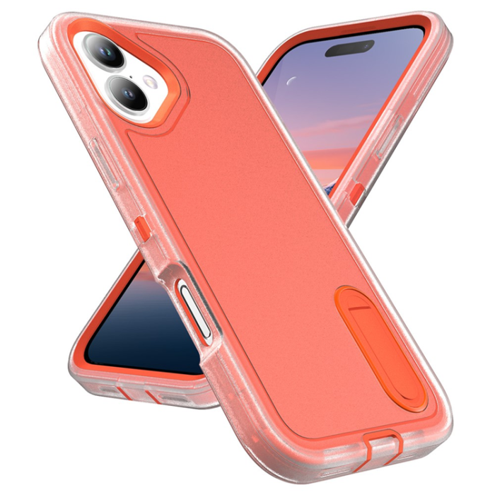 A-One Brand - iPhone 17 Mobilskal Kickstand Silikon - Transparent/Orange