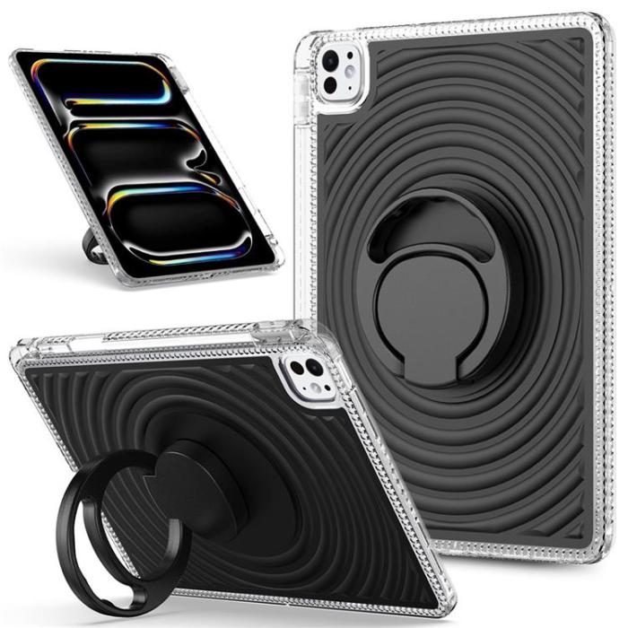 A-One Brand - iPad Pro 11 (2025 / 2024) Skal Kickstand Wave Pattern - Svart