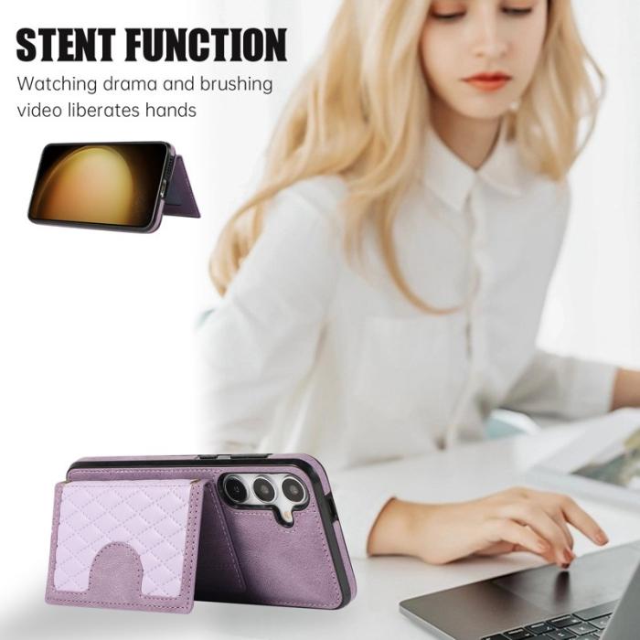 OEM - Mobilfodral för Samsung Galaxy S26 Kickstand TPU + Konstläder - Lila