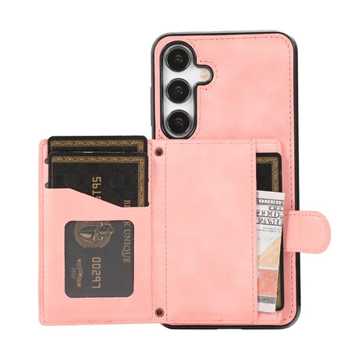 OEM - Mobilfodral för Samsung Galaxy S26 Kickstand TPU + Konstläder - Roséguld