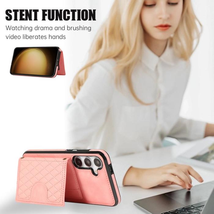 OEM - Mobilfodral för Samsung Galaxy S26 Kickstand TPU + Konstläder - Roséguld