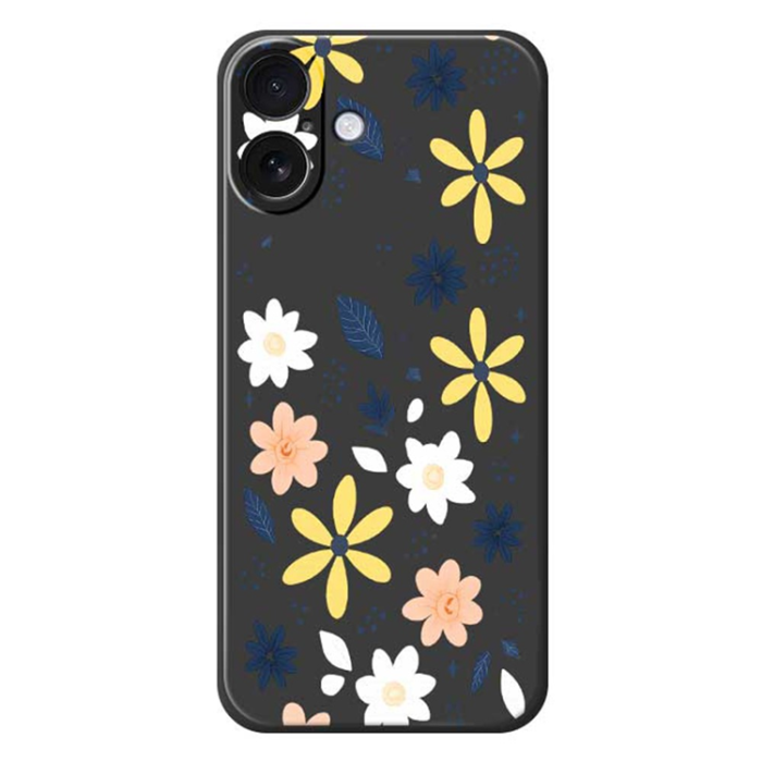 A-One Brand - iPhone 17 Mobilskal Colorful Floral Blue Leaves TPU - Svart