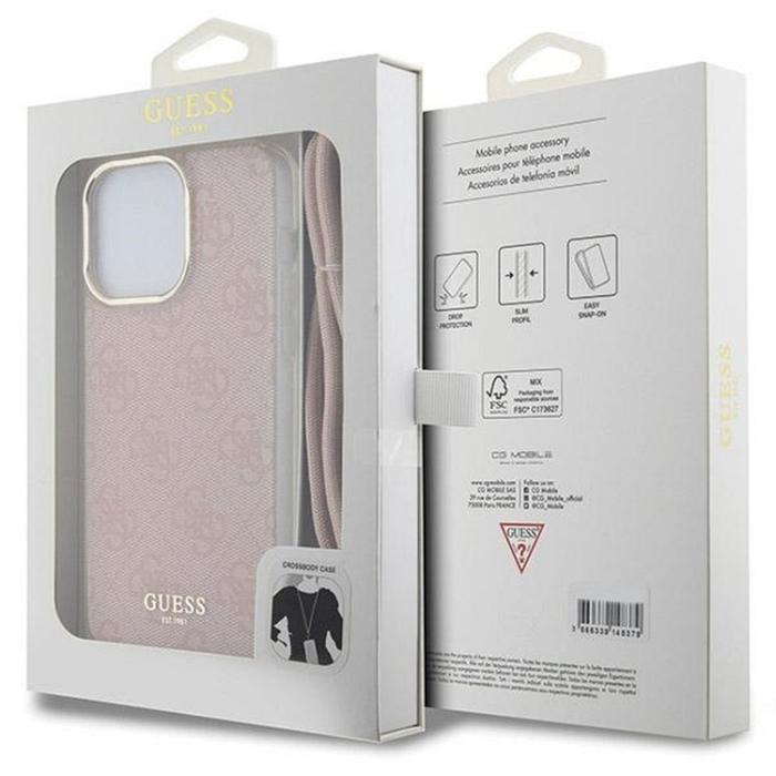 Guess - Guess iPhone 15 Pro Mobilhalsband Skal Print - Rosa