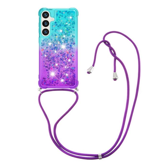 OEM - Mobilskal för Samsung Galaxy S26 Gradient TPU med lång rem - Ljusblå/Lila