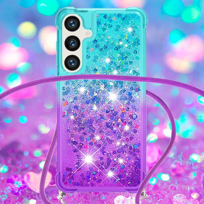 OEM - Mobilskal för Samsung Galaxy S26 Gradient TPU med lång rem - Ljusblå/Lila
