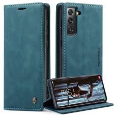 Caseme - CASEME 013 Series Konstl&auml;der Pl&aring;nboksfodral Mobilskal f&ouml;r Samsung Galaxy S21 Bl&aring;
