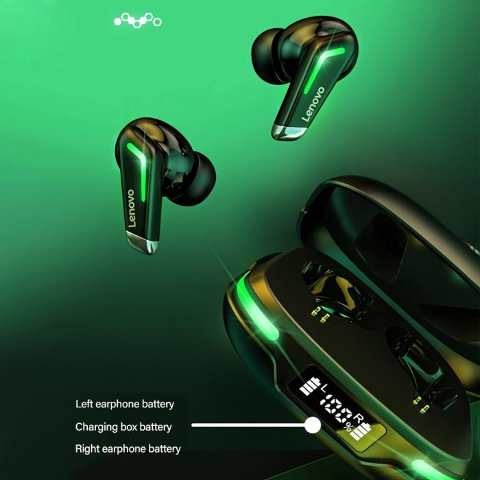 Lenovo - LENOVO GM3 TWS LED Bluetooth Trådlösa Hörlurar - Svart