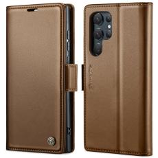 Caseme - CASEME Samsung Galaxy S24 Ultra Pl&aring;nboksfodral Konstl&auml;der RFID-Skydd Brun
