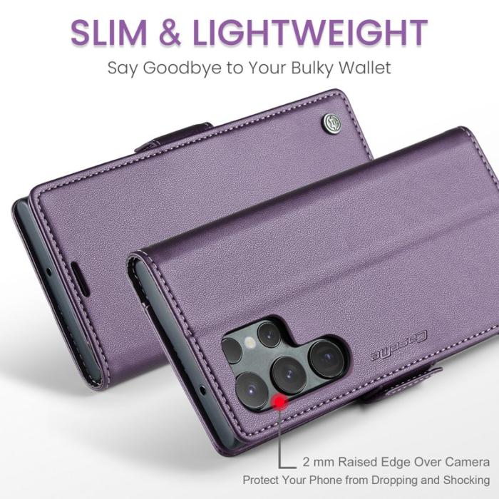 Caseme - CASEME Samsung Galaxy S24 Ultra Plånboksfodral Konstläder RFID-Skydd Lila
