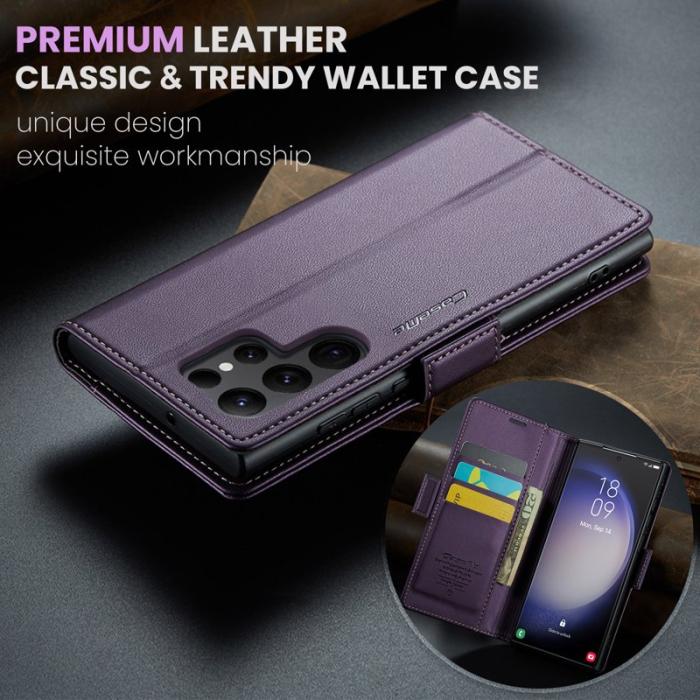 Caseme - CASEME Samsung Galaxy S24 Ultra Plånboksfodral Konstläder RFID-Skydd Lila