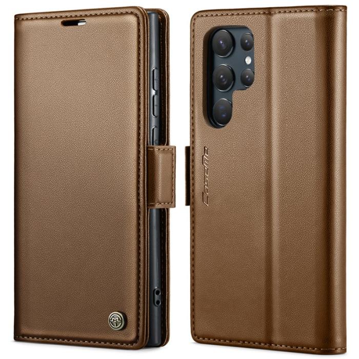 Caseme - CASEME Samsung Galaxy S24 Ultra Plånboksfodral Konstläder RFID-Skydd Brun