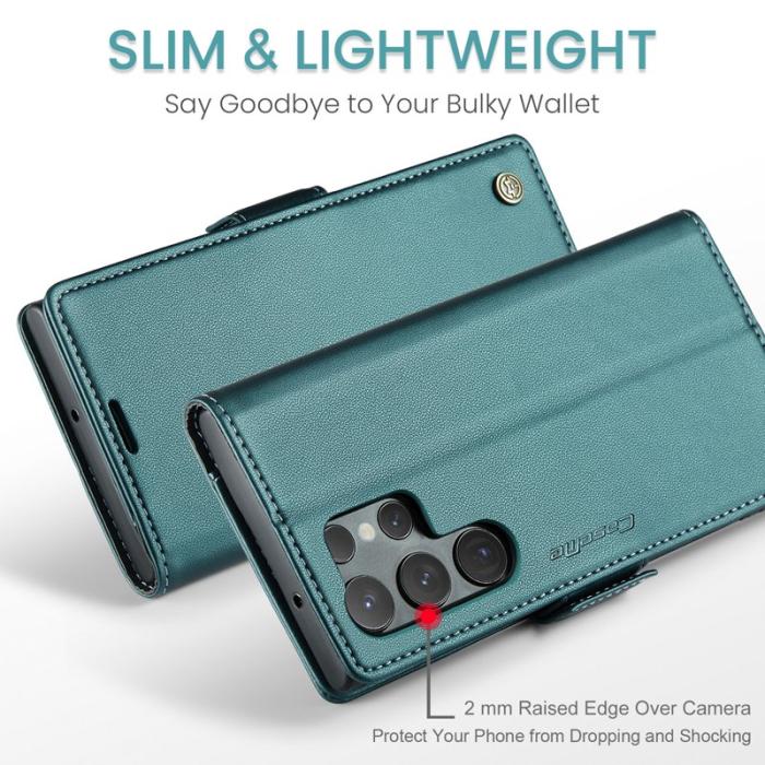 Caseme - CASEME Samsung Galaxy S24 Ultra Plånboksfodral Konstläder RFID-Skydd Grön
