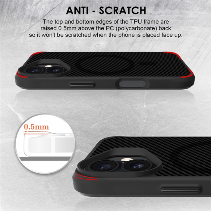 A-One Brand - iPhone 17 Mobilskal MagSafe Carbon Fiber Texture - Helsvart