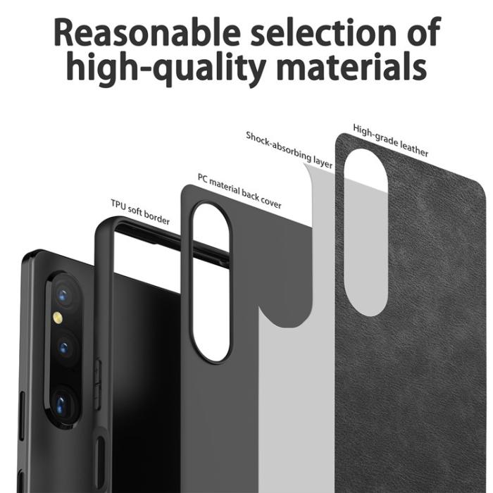 A-One Brand - Sony Xperia 10 V Mobilskal TPU PU-Läder - Svart