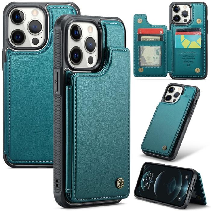 Caseme - CASEME C22 Fodral iPhone 12 Pro Max KonstLäder RFID-Skydd- Grön