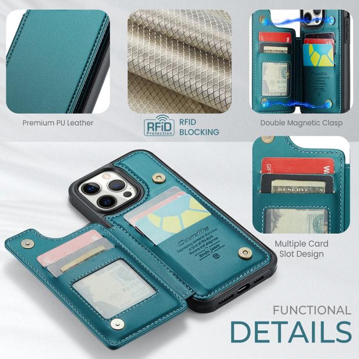 Caseme - CASEME C22 Fodral iPhone 12 Pro Max KonstLäder RFID-Skydd- Grön