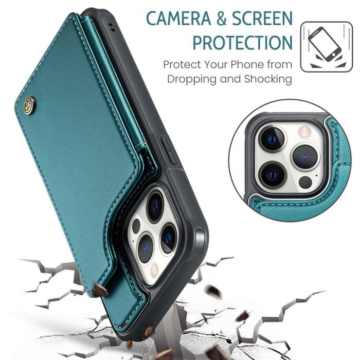 Caseme - CASEME C22 Fodral iPhone 12 Pro Max KonstLäder RFID-Skydd- Grön