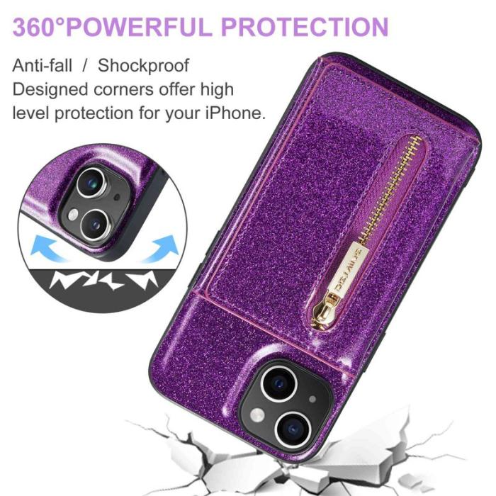 DG.MING - DG.MING M3 Series Mobilskal till iPhone 14 Plus 2-i-1 Glittrig Lila