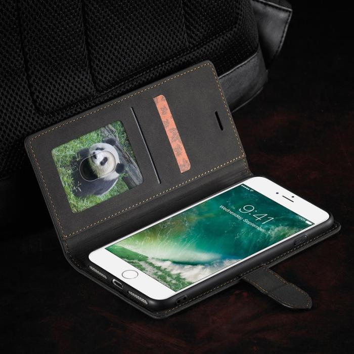 FORWENW - FORWENW F1 Series Plånboksfodral i Konstläder för iPhone 7/8/SE - Svart