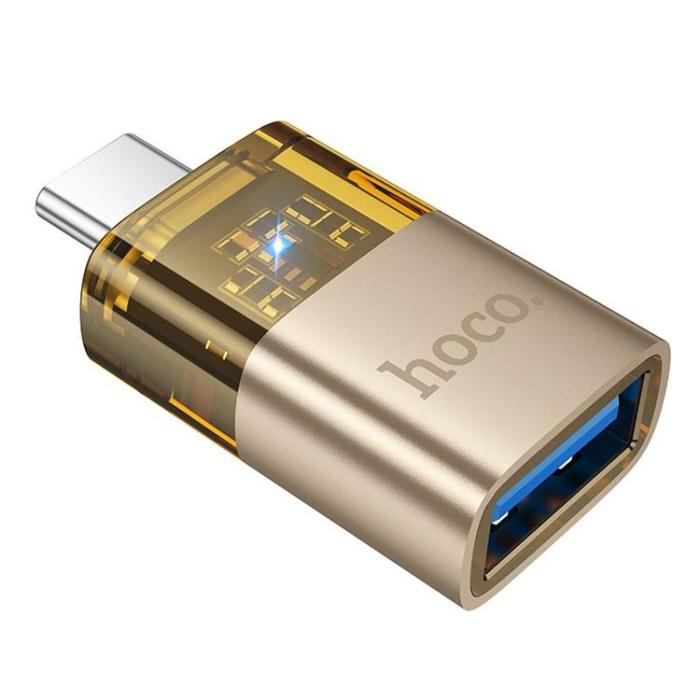 Hoco - HOCO USB-C till USB-A OTG Adapter UA36B - Guld