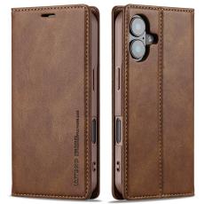 LC.imeeke - LC.IMEEKE iPhone 16 Plus Pl&aring;nboksfodral Konstl&auml;der - Brun