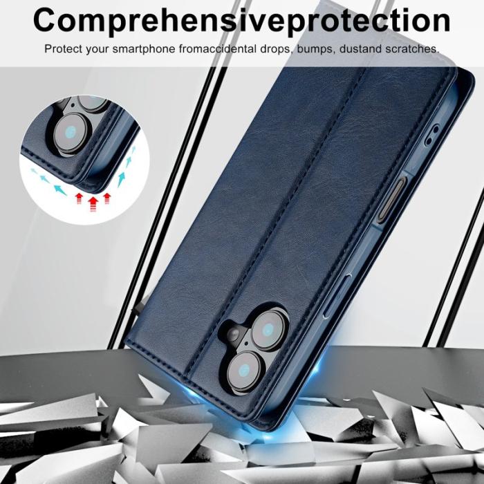 LC.imeeke - LC.IMEEKE iPhone 16 Plus Plånboksfodral Konstläder - Blå