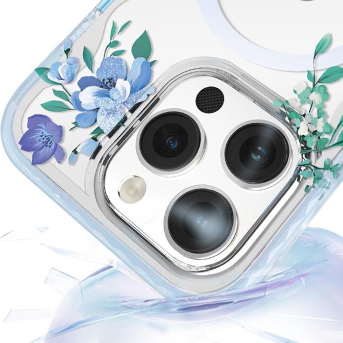 Kingxbar - Kingxbar iPhone 14 Plus Skal Magsafe Flora - Orchid