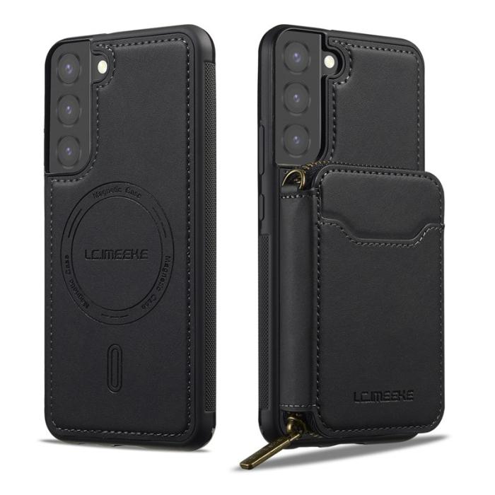 LC.imeeke - LC.IMEEKE L6 för Samsung Galaxy S21 FE 5G Konstläder Plånboksfodral - Svart