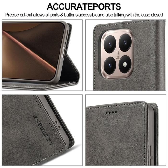 LC.imeeke - LC.IMEEKE Xiaomi 15T Plånboksfodral Konstläder - Grå