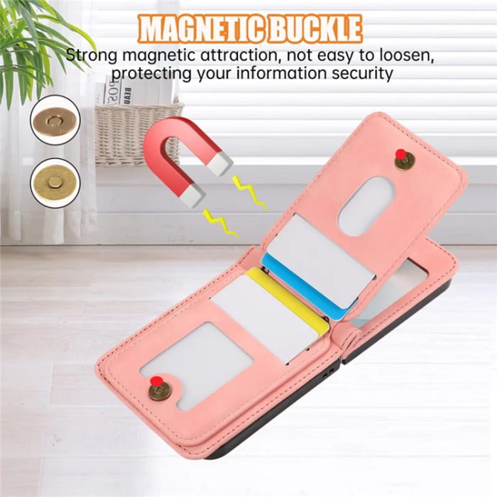 A-One Brand - Galaxy Z Flip7 Plånboksfodral Kickstand med Axelrem - Rosa