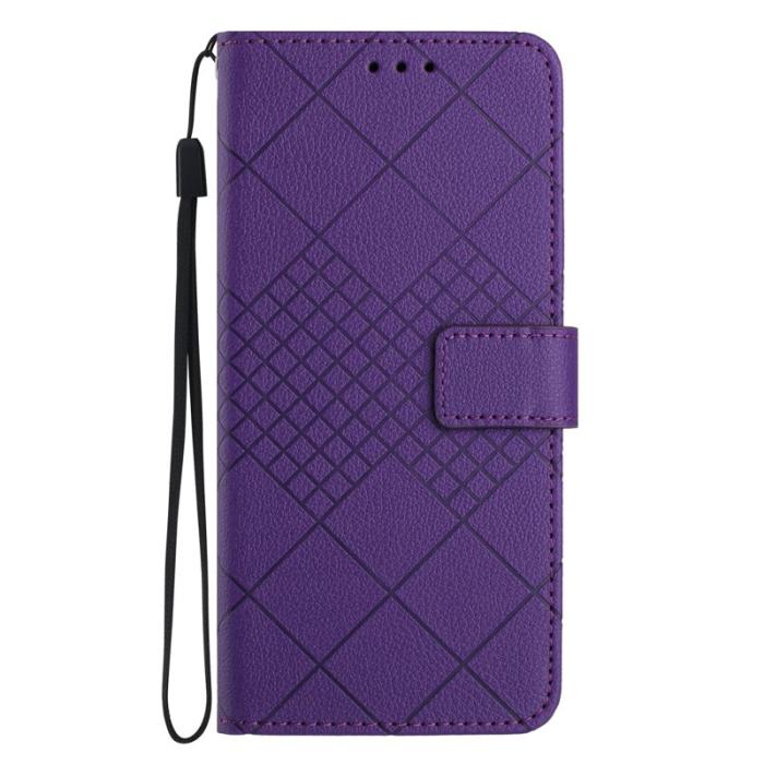 OEM - Samsung Galaxy S26 Fodral Imprint Konstläder Flip Folio - Mörklila