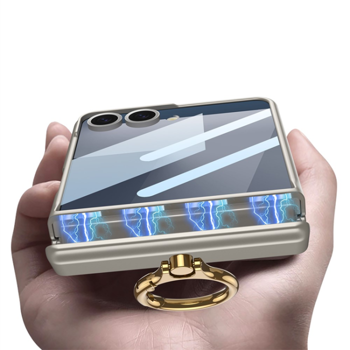 GKK - GKK Galaxy Z Flip 7 Mobilskal MagSafe Ringhållare - Silver