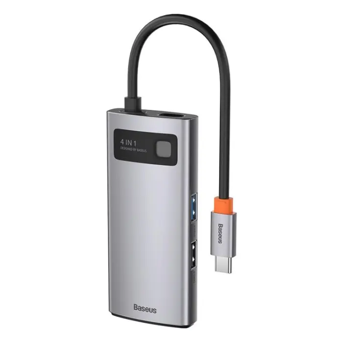 BASEUS - Baseus 4in1 Multifunktionell HUB USB-C 100 W - Grå
