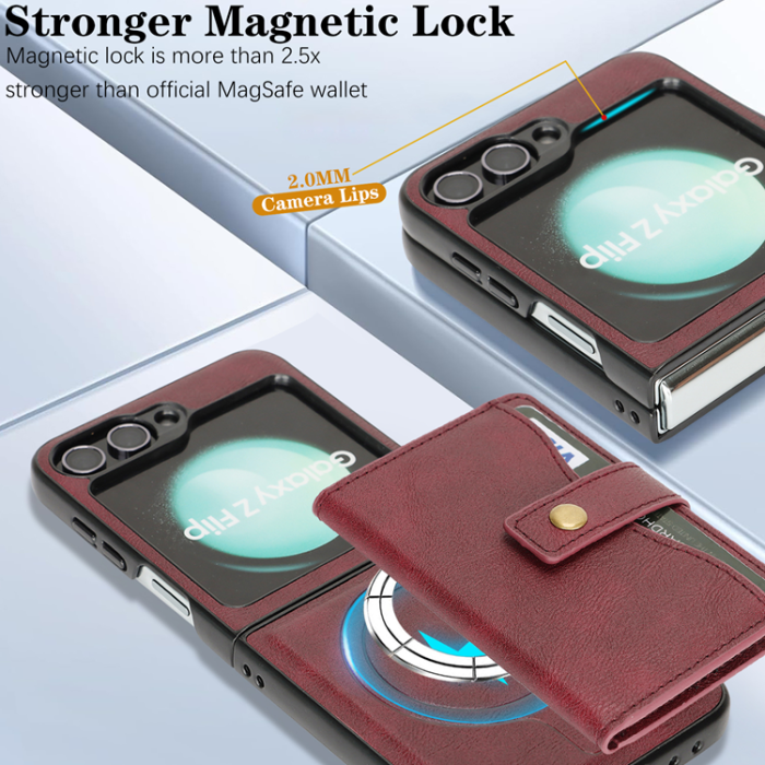 A-One Brand - Galaxy Z Flip 6 Mobilskal MagSafe Detachable Korthållare Kickstand