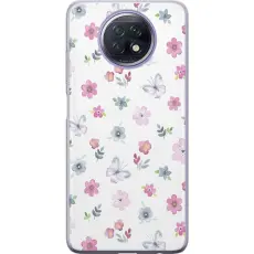 Gustaf - Mobilskal till Xiaomi Redmi Note 9T med Blommor och fj&auml;rillar