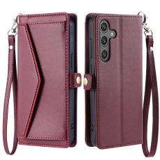 OEM - ABEEL Samsung Galaxy S26 Plus Pl&aring;nboksfodral Konstl&auml;der St&auml;ll - Vinr&ouml;d