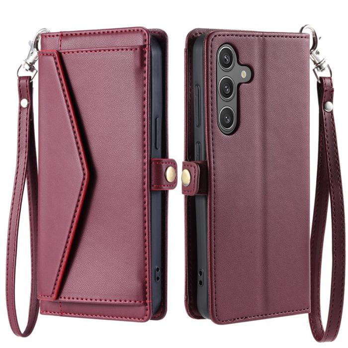OEM - ABEEL Samsung Galaxy S26 Plus Plånboksfodral Konstläder Ställ - Vinröd