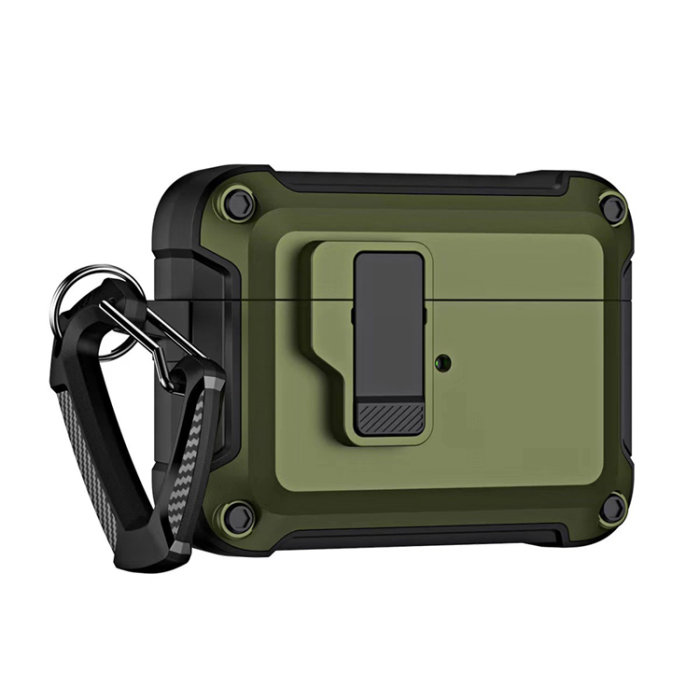 OEM - Airpods 4 Skal Armor med Carabiner - Grön