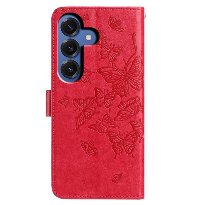 OEM - Samsung Galaxy S26 Plus Plånboksfodral Flip Konstläder Med Rem - Röd