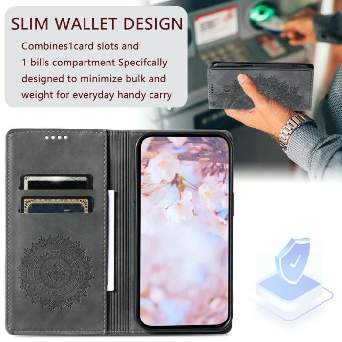 OEM - Mobilskal till Samsung Galaxy S26/S26 Pro Magnetstängning Konstläder Mönster Grå