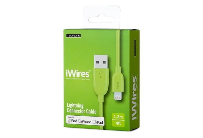 UTGATT1 - iWires USB-synk-/laddarkabel till iPad, iPhone och iPod, MFi - Grön