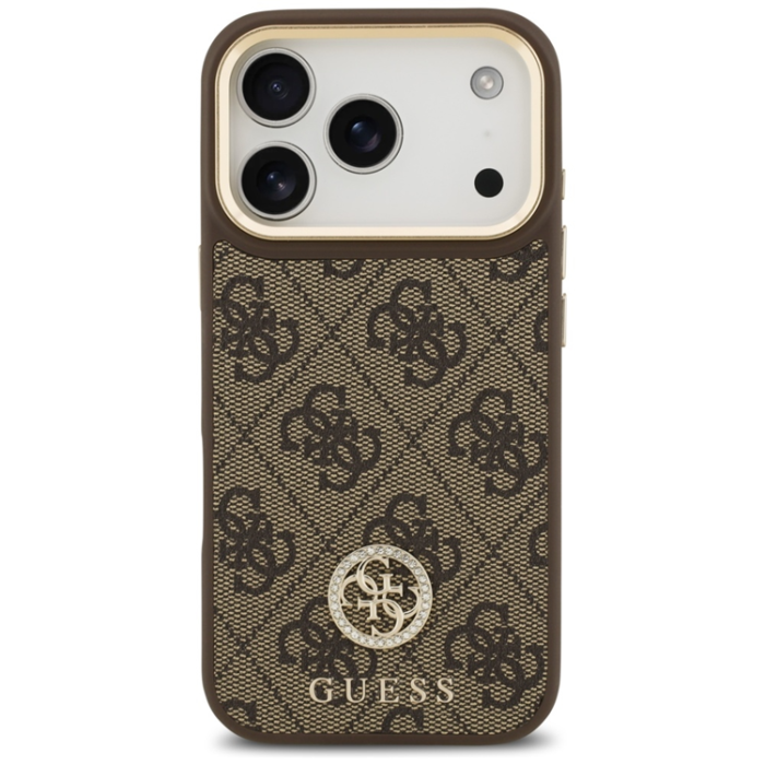 Guess - Guess iPhone 17 Pro Mobilskal Magsafe Strass Logo - Brun