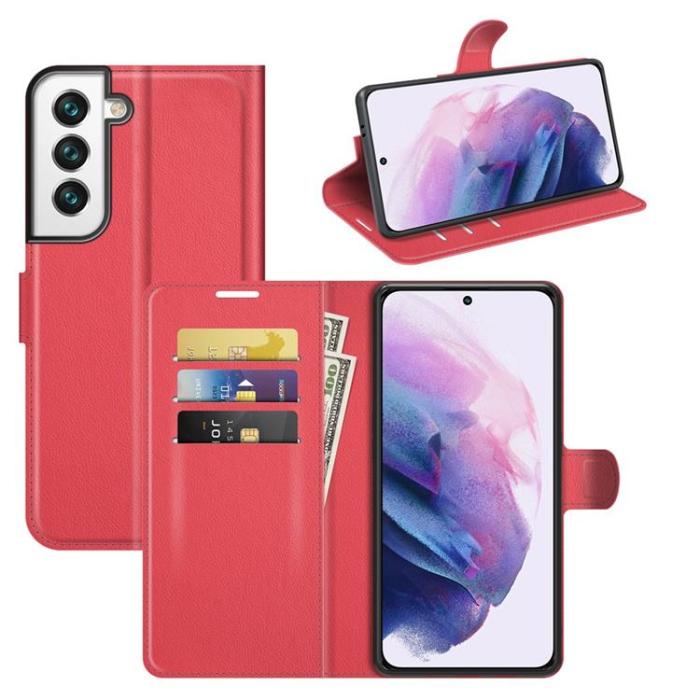 OEM - Litchi Magnetic Fodral Galaxy S22 Plus 5G - Röd