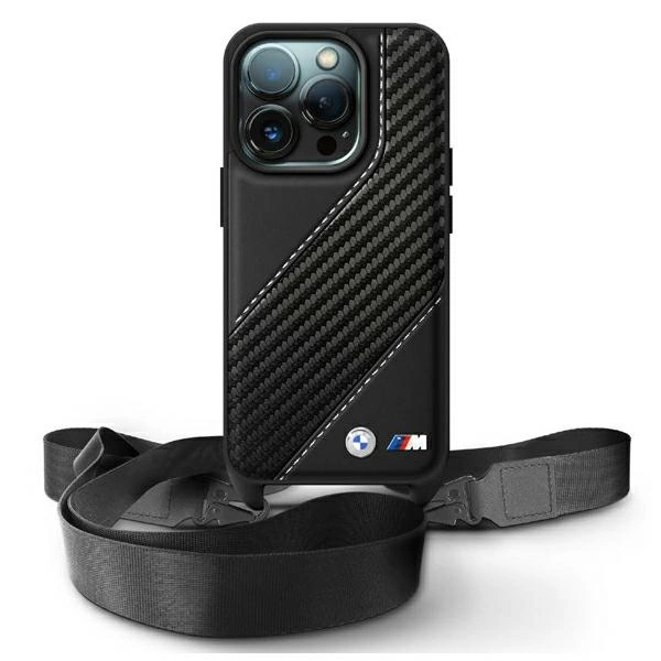 BMW iPhone 16 Pro Max Mobilskal Carbon Stripe & Strap - Svart | 2353 | AlltMobil
