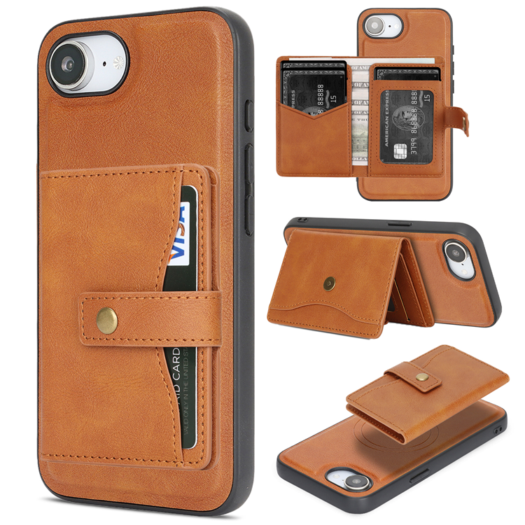 iPhone 16e Mobilskal MagSafe Detachable Korthållare (Brun) | 2353 | AlltMobil