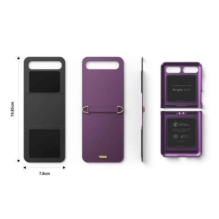 UTGATT1 - Ringke Genuine Leather Skal Flap Shoulder Strap Samsung Galaxy Z Flip - Svart